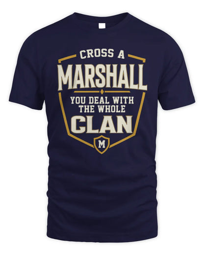 MARSHALL NT1-K008 Cross A/An NAME, You Deal With the Whole Clan | Personalized Vintage T-Shirt - Unisex Standard T-Shirt - Navy