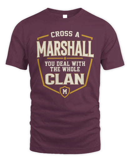 MARSHALL NT1-K008 Cross A/An NAME, You Deal With the Whole Clan | Personalized Vintage T-Shirt - Unisex Standard T-Shirt - Maroon