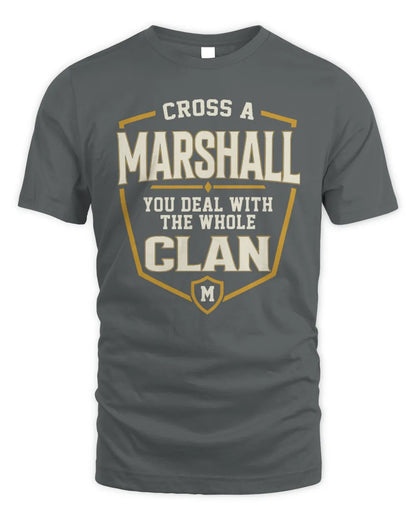 MARSHALL NT1-K008 Cross A/An NAME, You Deal With the Whole Clan | Personalized Vintage T-Shirt - Unisex Standard T-Shirt - Charcoal