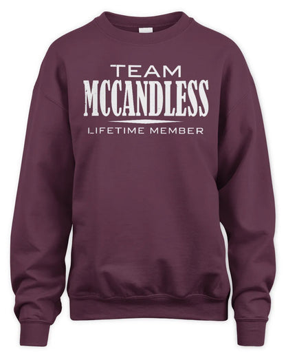 MCCANDLESS BL62-K4-128 - Personalized “Team NAME Lifetime Member” - Unisex Sweatshirt - Maroon