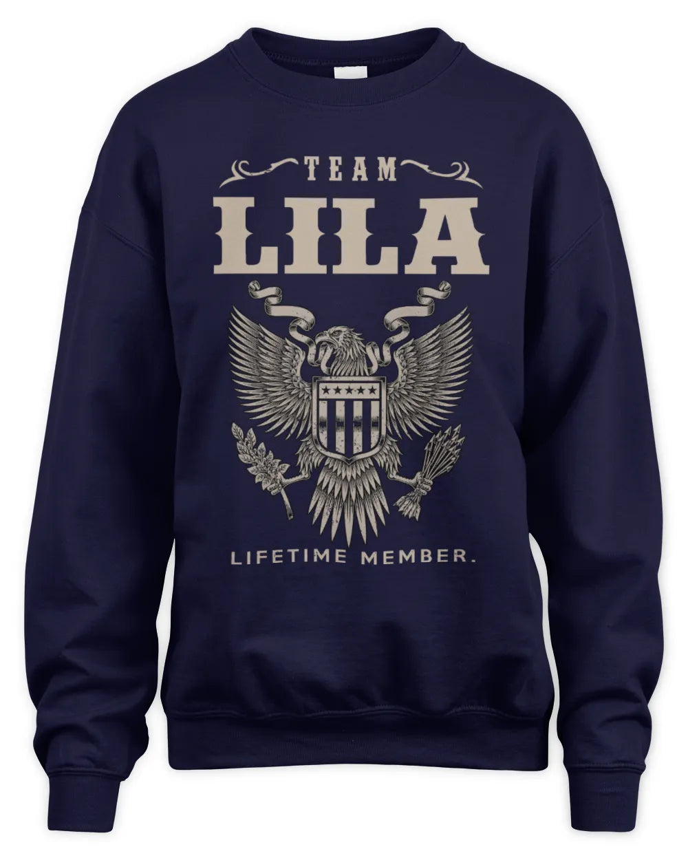 LILA TP06-K82 – Personalized Classic Style Apparel “Team NAME Lifetime Member” - Unisex Sweatshirt - Navy