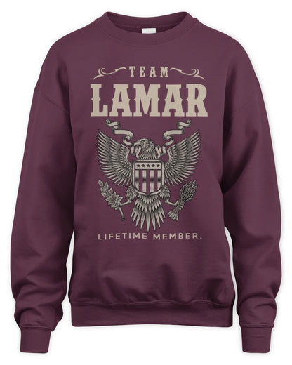 LAMAR TP06-K82 – Personalized Classic Style Apparel “Team NAME Lifetime Member” - Unisex Sweatshirt - Maroon