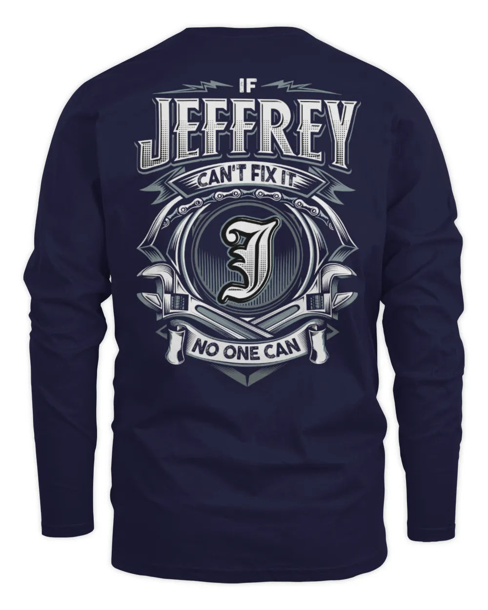 JEFFREY AP81-K4-626 - Personalized Ahmed Quote Apparel “If Ahmed Can't Fix It, No One Can” - Men's Long Sleeved T-Shirt - Navy