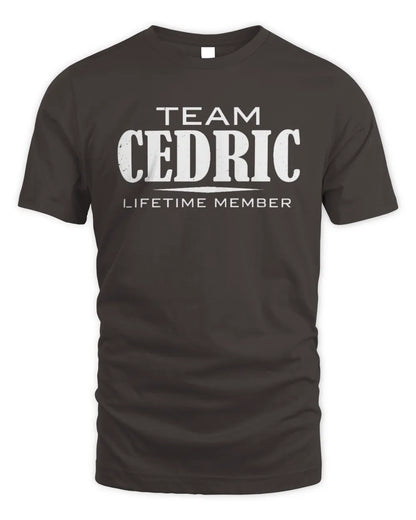 CEDRIC BL62-K4-128 - Personalized “Team NAME Lifetime Member” - Unisex Standard T-Shirt - Dark Chocolate