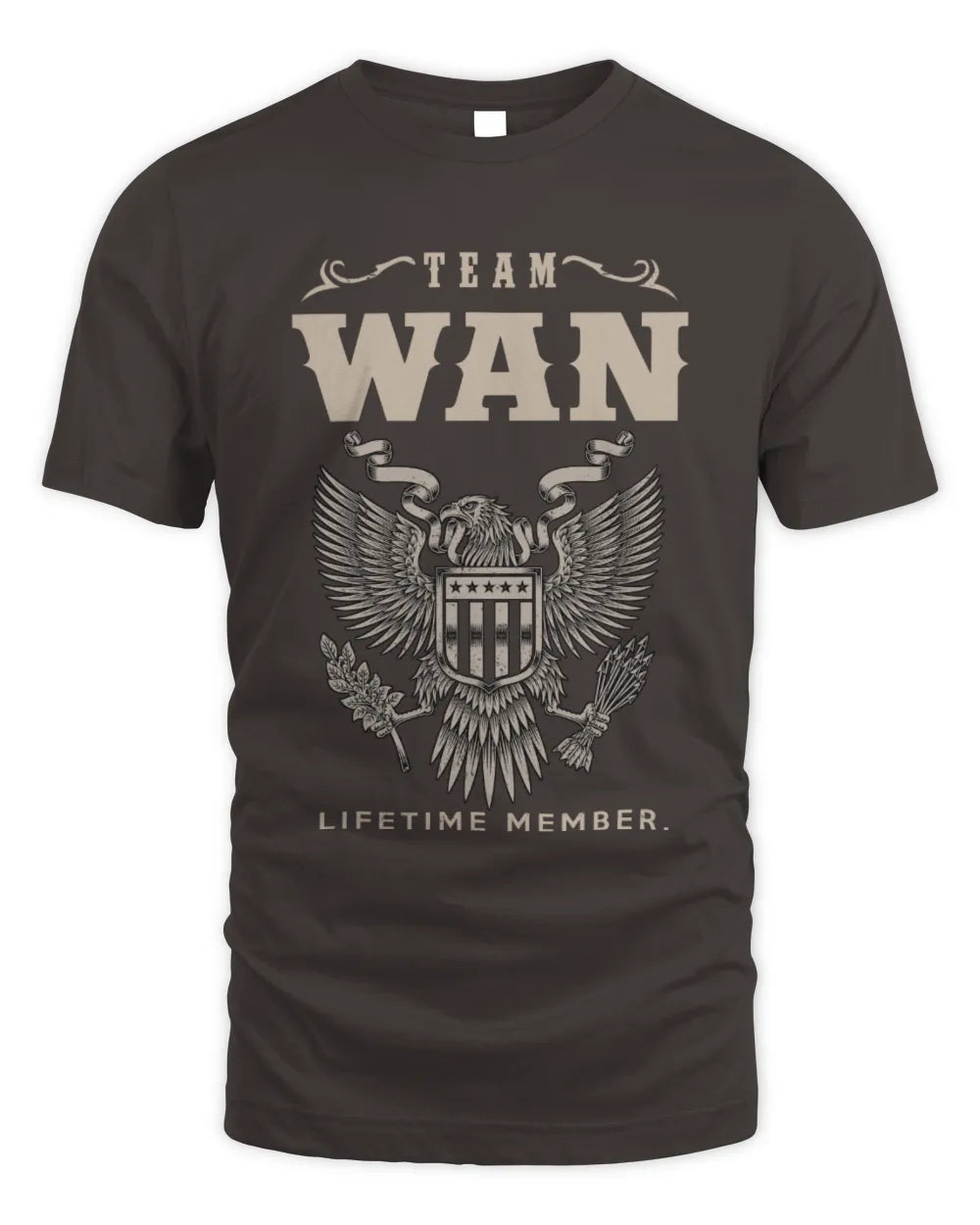 WAN TP06-K82 – Personalized Classic Style Apparel “Team NAME Lifetime Member” - Unisex Standard T-Shirt - Dark Chocolate