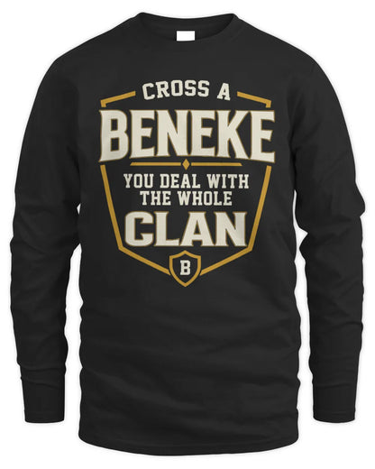 BENEKE NT1-K008 Cross A/An NAME, You Deal With the Whole Clan | Personalized Vintage T-Shirt - Men's Long Sleeved T-Shirt - Black