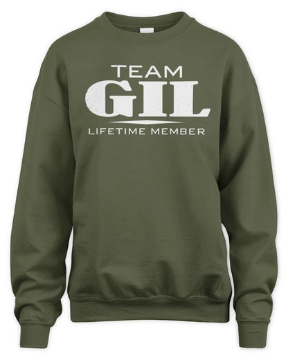 GIL BL62-K4-128 - Personalized “Team NAME Lifetime Member” - Unisex Sweatshirt - Military Green