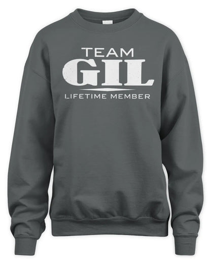 GIL BL62-K4-128 - Personalized “Team NAME Lifetime Member” - Unisex Sweatshirt - Charcoal