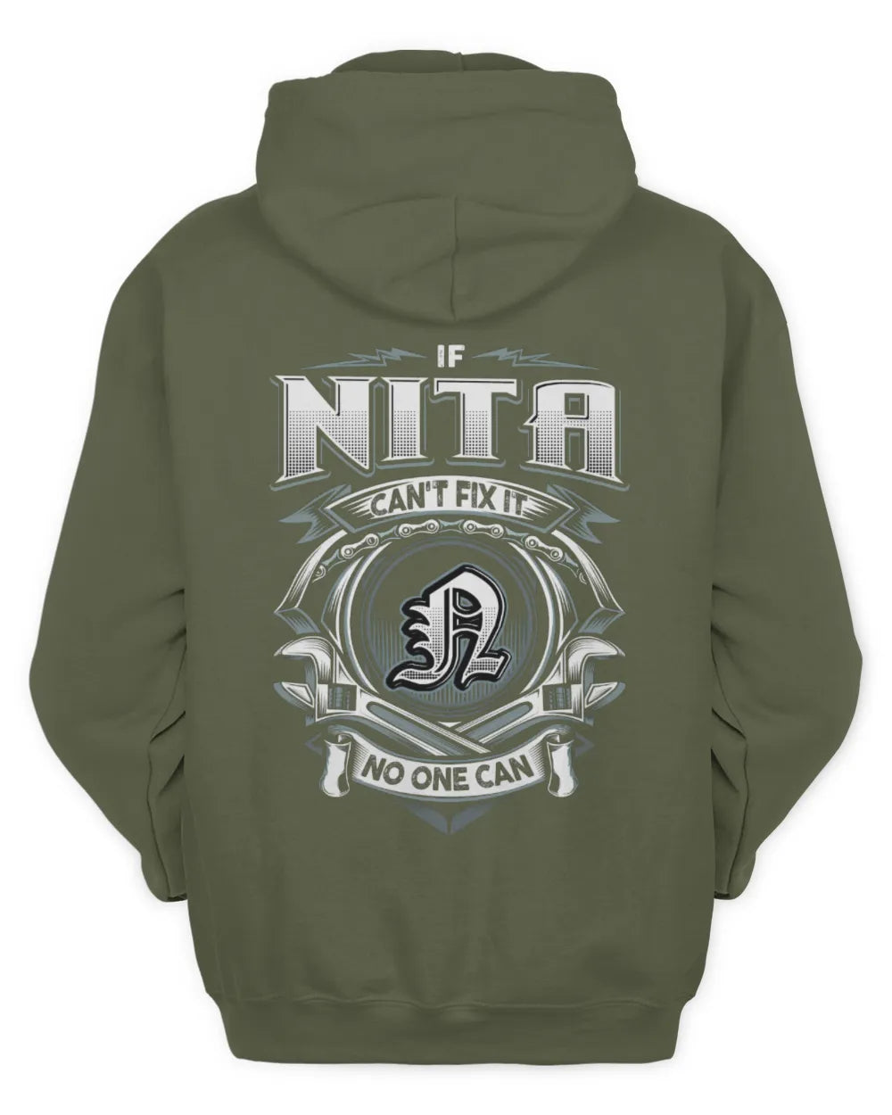 NITA AP81-K4-626 - Personalized Ahmed Quote Apparel “If Ahmed Can't Fix It, No One Can” - Unisex Hoodie - Military Green