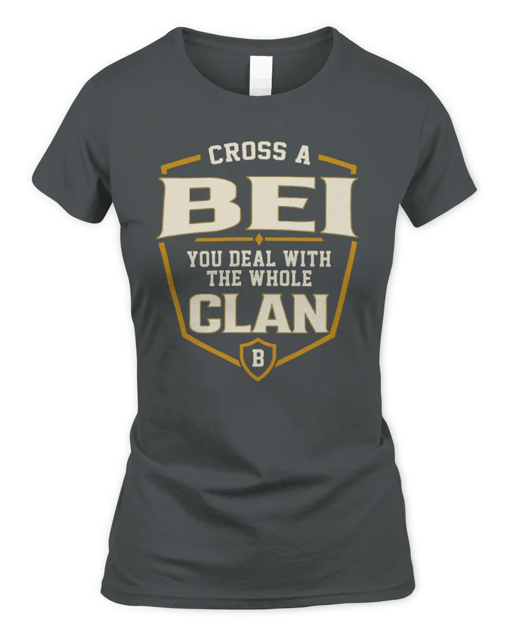 BEI NT1-K008 Cross A/An NAME, You Deal With the Whole Clan | Personalized Vintage T-Shirt - Women's Standard T-Shirt - Charcoal