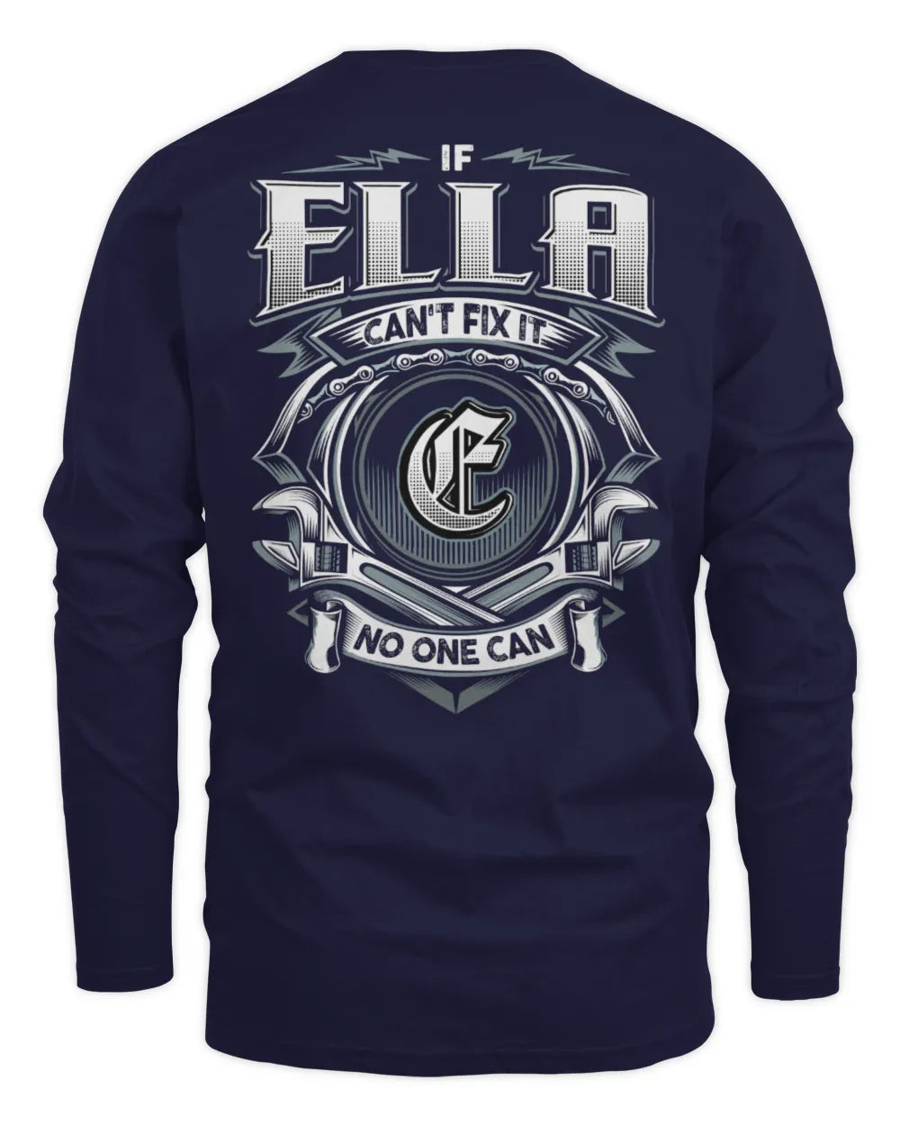 ELLA AP81-K4-626 - Personalized Ahmed Quote Apparel “If Ahmed Can't Fix It, No One Can” - Men's Long Sleeved T-Shirt - Navy