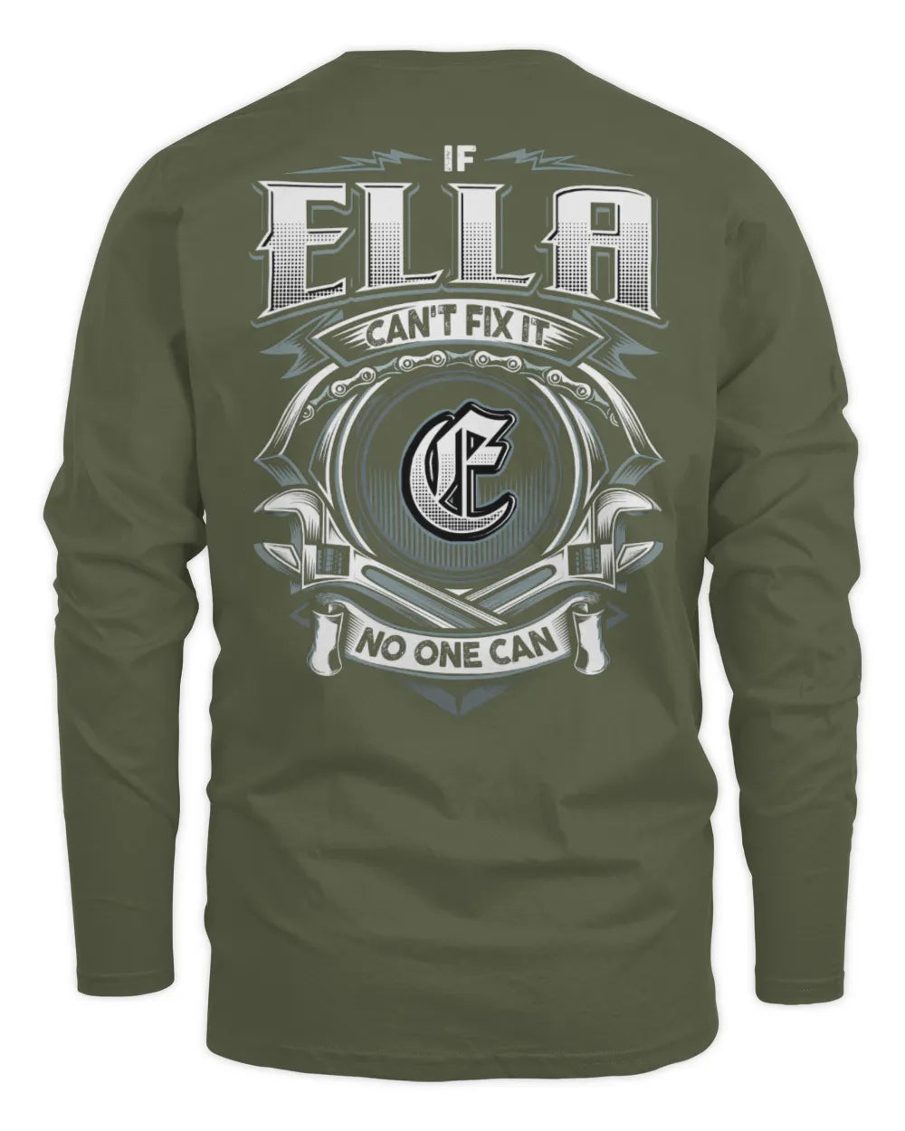 ELLA AP81-K4-626 - Personalized Ahmed Quote Apparel “If Ahmed Can't Fix It, No One Can” - Men's Long Sleeved T-Shirt - Military Green