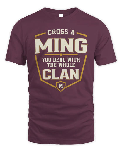 MING NT1-K008 Cross A/An NAME, You Deal With the Whole Clan | Personalized Vintage T-Shirt - Unisex Standard T-Shirt - Maroon