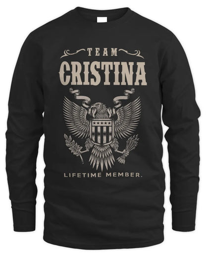 CRISTINA TP06-K82 – Personalized Classic Style Apparel “Team NAME Lifetime Member” - Men's Long Sleeved T-Shirt - Black