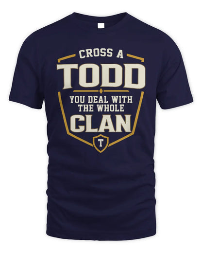TODD NT1-K008 Cross A/An NAME, You Deal With the Whole Clan | Personalized Vintage T-Shirt - Unisex Standard T-Shirt - Navy