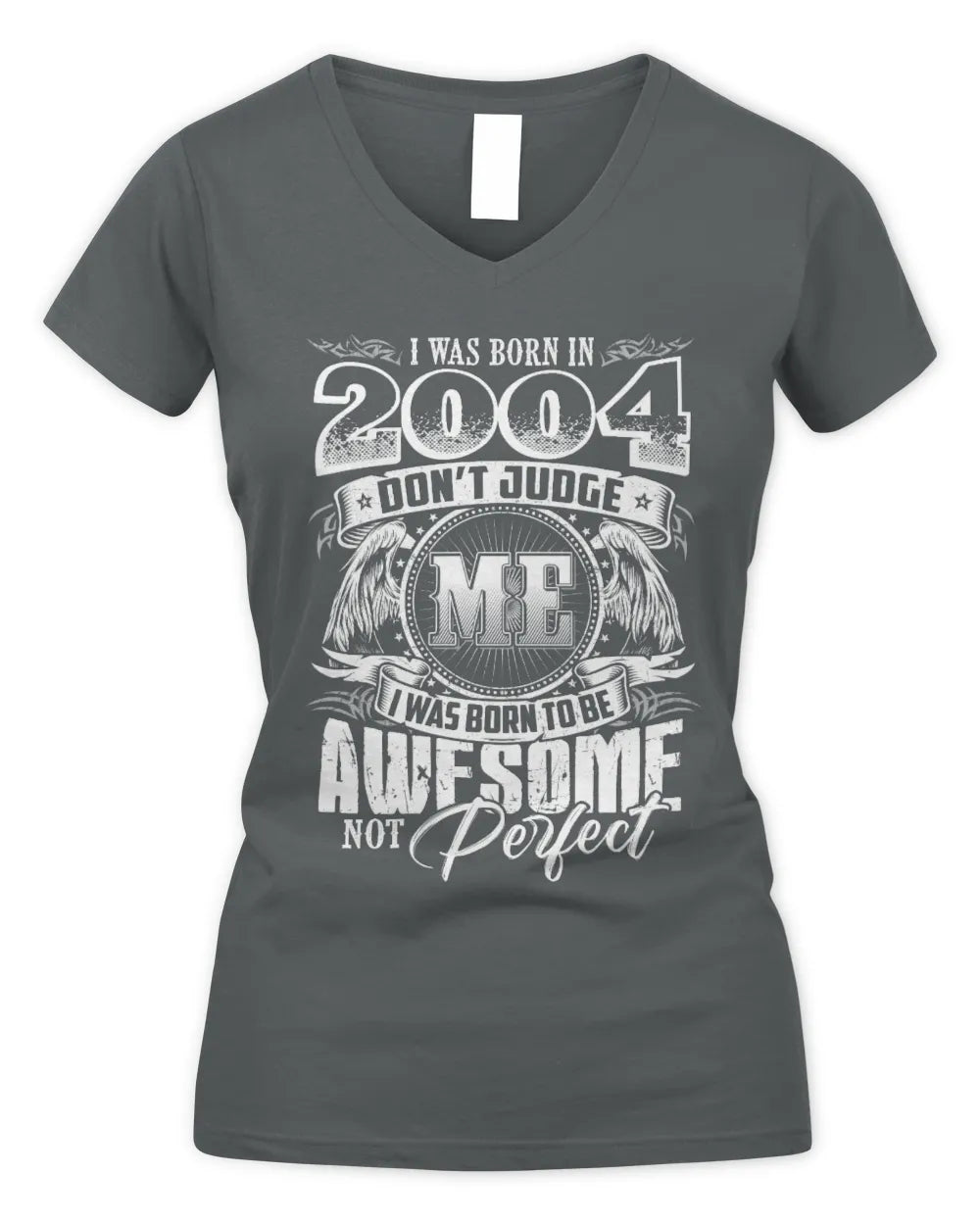 2004 HH89-K2 – Awesome Birth Year Quote T-Shirt - Women's V-Neck T-Shirt - Charcoal