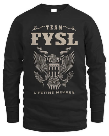 FYSL TP06-K82 – Personalized Classic Style Apparel “Team NAME Lifetime Member” - Men's Long Sleeved T-Shirt - Black