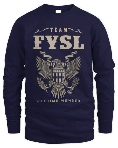 FYSL TP06-K82 – Personalized Classic Style Apparel “Team NAME Lifetime Member” - Men's Long Sleeved T-Shirt - Navy
