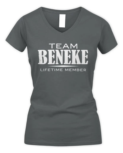 BENEKE BL62-K4-128 - Personalized “Team NAME Lifetime Member” - Women's V-Neck T-Shirt - Charcoal