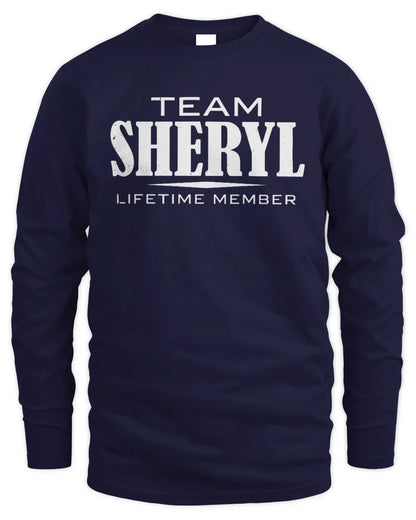 SHERYL BL62-K4-128 - Personalized “Team NAME Lifetime Member” - Men's Long Sleeved T-Shirt - Navy