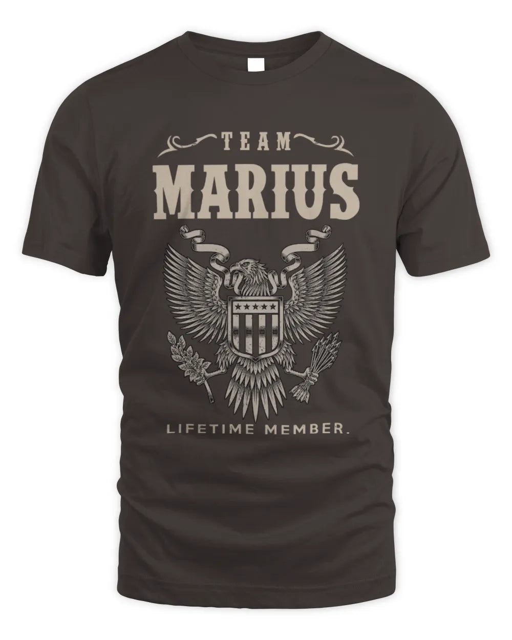 MARIUS TP06-K82 – Personalized Classic Style Apparel “Team NAME Lifetime Member” - Unisex Standard T-Shirt - Dark Chocolate