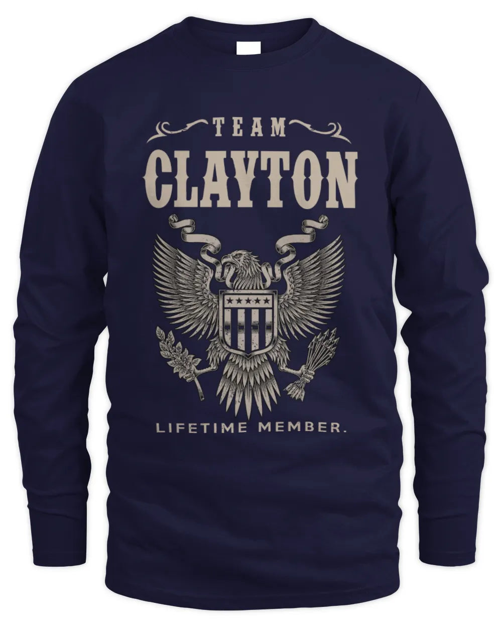 CLAYTON TP06-K82 – Personalized Classic Style Apparel “Team NAME Lifetime Member” - Men's Long Sleeved T-Shirt - Navy