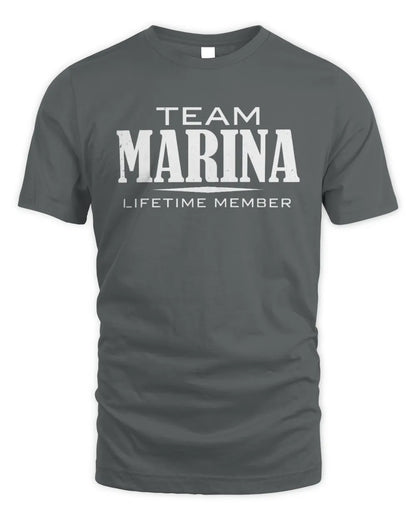 MARINA BL62-K4-128 - Personalized “Team NAME Lifetime Member” - Unisex Standard T-Shirt - Charcoal