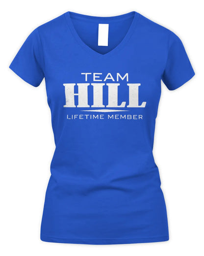 HILL BL62-K4-128 - Personalized “Team NAME Lifetime Member” - Women's V-Neck T-Shirt - Royal