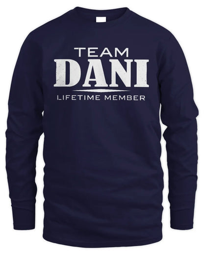 DANI BL62-K4-128 - Personalized “Team NAME Lifetime Member” - Men's Long Sleeved T-Shirt - Navy