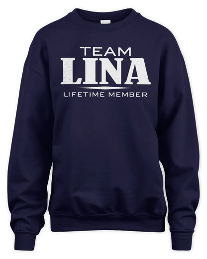 LINA BL62-K4-128 - Personalized “Team NAME Lifetime Member” - Unisex Sweatshirt - Navy