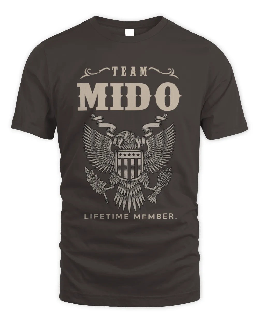 MIDO TP06-K82 – Personalized Classic Style Apparel “Team NAME Lifetime Member” - Unisex Standard T-Shirt - Dark Chocolate