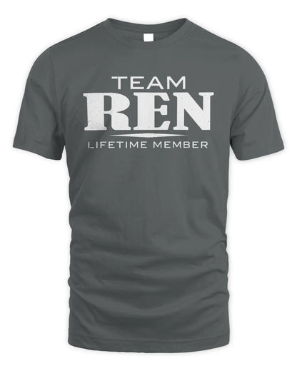 REN BL62-K4-128 - Personalized “Team NAME Lifetime Member” - Unisex Standard T-Shirt - Charcoal