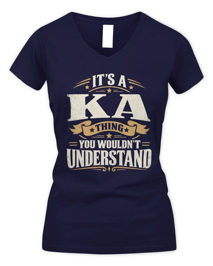 KA P08 TH51 - Personalized “It’s a/an [NAME] Thing – You Wouldn’t Understand” Shirt - Women's V-Neck T-Shirt - Navy