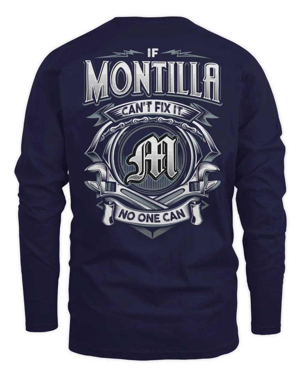 MONTILLA AP81-K4-626 - Personalized Ahmed Quote Apparel “If Ahmed Can't Fix It, No One Can” - Men's Long Sleeved T-Shirt - Navy