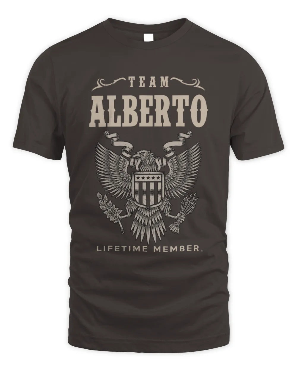 ALBERTO TP06-K82 – Personalized Classic Style Apparel “Team NAME Lifetime Member” - Unisex Standard T-Shirt - Dark Chocolate