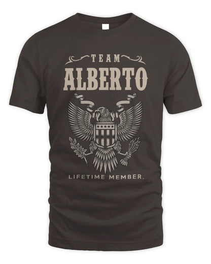ALBERTO TP06-K82 – Personalized Classic Style Apparel “Team NAME Lifetime Member” - Unisex Standard T-Shirt - Dark Chocolate