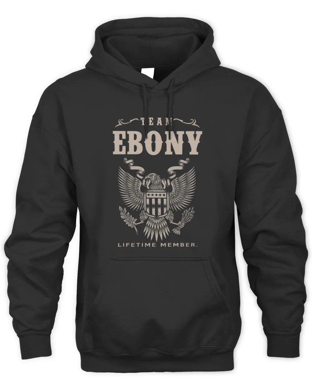 EBONY TP06-K82 – Personalized Classic Style Apparel “Team NAME Lifetime Member” - Unisex Hoodie - Black