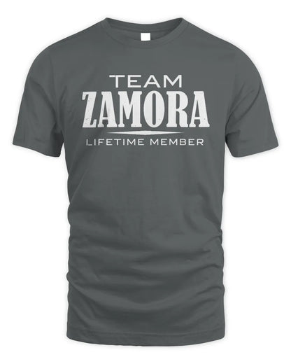 ZAMORA BL62-K4-128 - Personalized “Team NAME Lifetime Member” - Unisex Standard T-Shirt - Charcoal