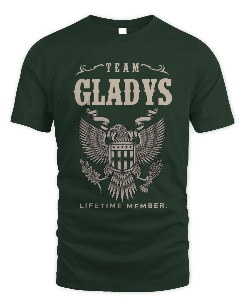 GLADYS TP06-K82 – Personalized Classic Style Apparel “Team NAME Lifetime Member” - Unisex Standard T-Shirt - Forest Green