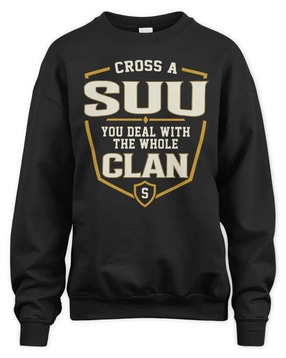 SUU NT1-K008 Cross A/An NAME, You Deal With the Whole Clan | Personalized Vintage T-Shirt - Unisex Sweatshirt - Black