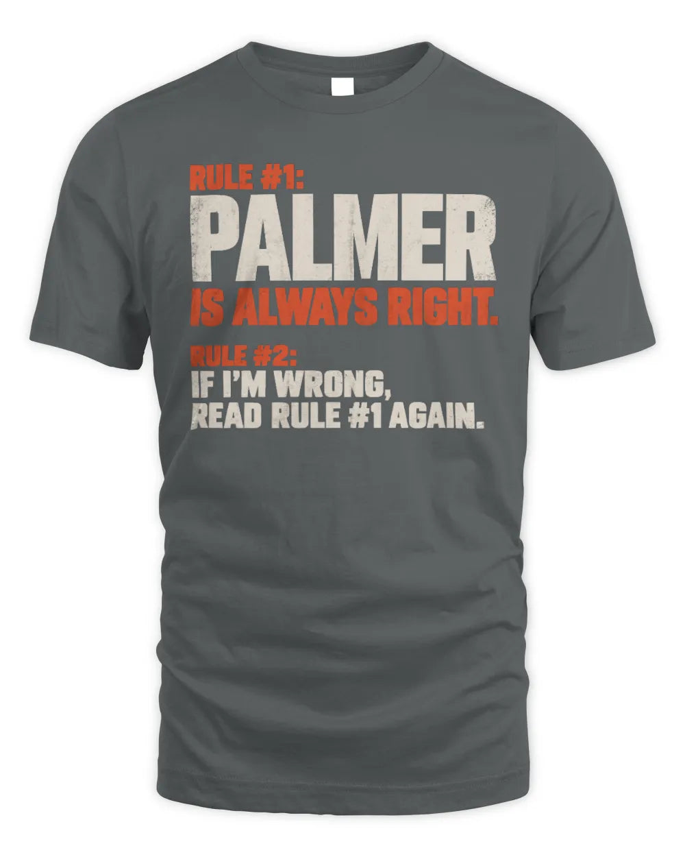 PALMER NP1-H006 
Always Right Personalized Name T-Shirt – Funny Custom Name Shirt - Unisex Standard T-Shirt - Charcoal