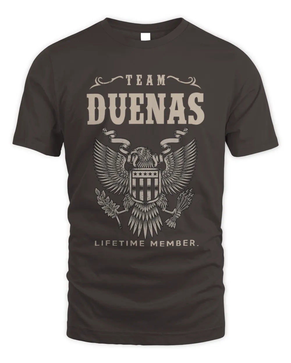 DUENAS TP06-K82 – Personalized Classic Style Apparel “Team NAME Lifetime Member” - Unisex Standard T-Shirt - Dark Chocolate