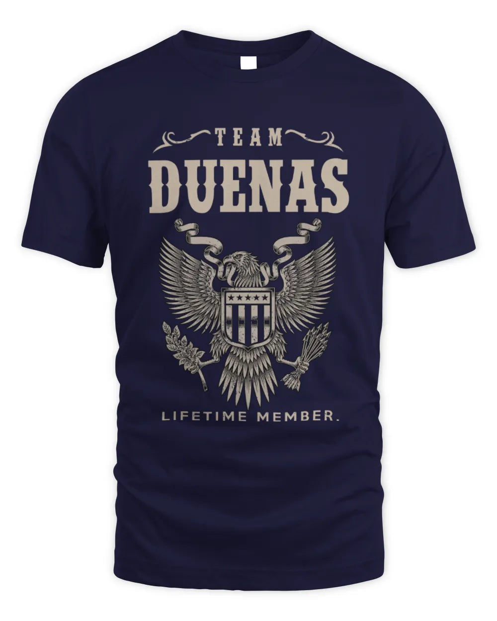 DUENAS TP06-K82 – Personalized Classic Style Apparel “Team NAME Lifetime Member” - Unisex Standard T-Shirt - Navy