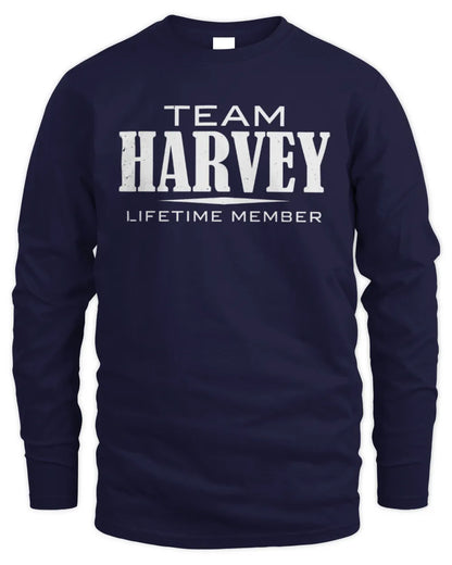 HARVEY BL62-K4-128 - Personalized “Team NAME Lifetime Member” - Men's Long Sleeved T-Shirt - Navy
