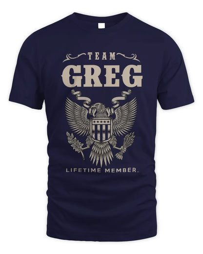 GREG TP06-K82 – Personalized Classic Style Apparel “Team NAME Lifetime Member” - Unisex Standard T-Shirt - Navy