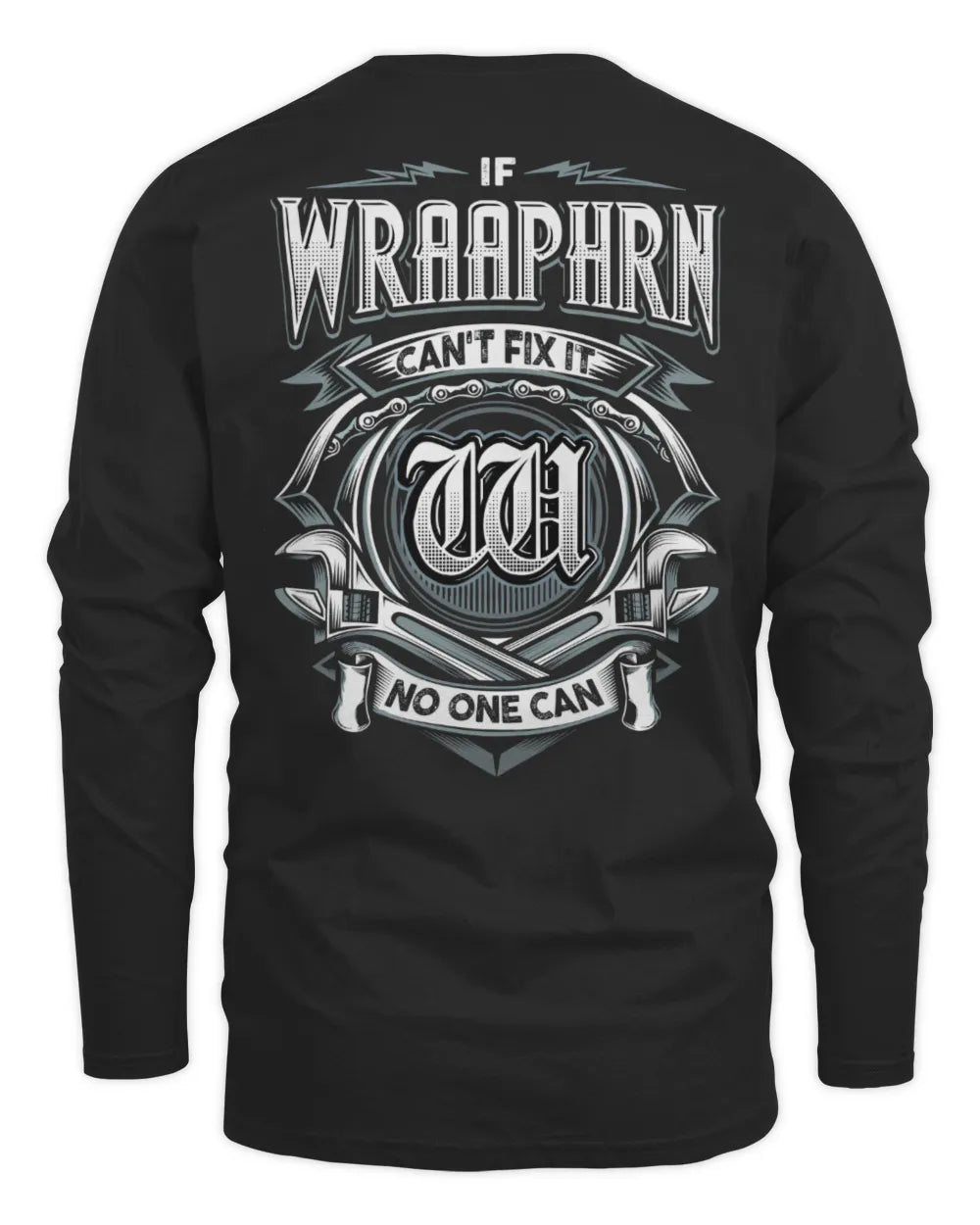 WRAAPHRN AP81-K4-626 - Personalized Ahmed Quote Apparel “If Ahmed Can't Fix It, No One Can” - Men's Long Sleeved T-Shirt - Black