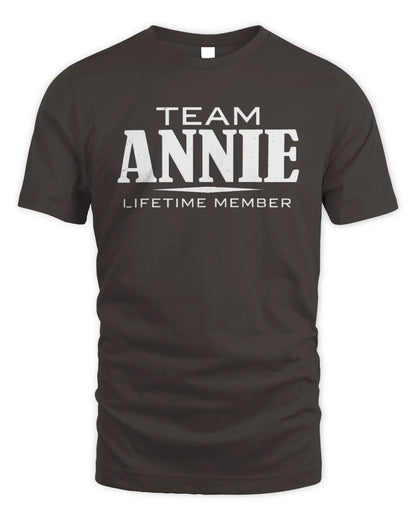ANNIE BL62-K4-128 - Personalized “Team NAME Lifetime Member” - Unisex Standard T-Shirt - Dark Chocolate