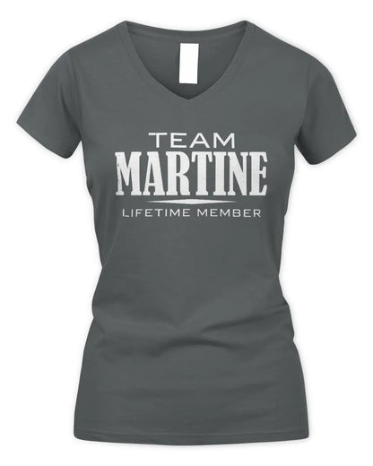 MARTINE BL62-K4-128 - Personalized “Team NAME Lifetime Member” - Women's V-Neck T-Shirt - Charcoal