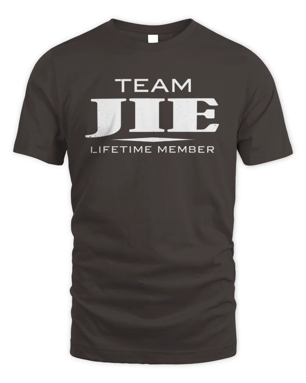 JIE BL62-K4-128 - Personalized “Team NAME Lifetime Member” - Unisex Standard T-Shirt - Dark Chocolate