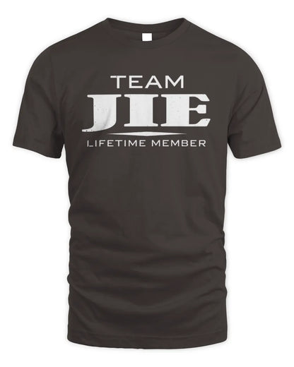 JIE BL62-K4-128 - Personalized “Team NAME Lifetime Member” - Unisex Standard T-Shirt - Dark Chocolate